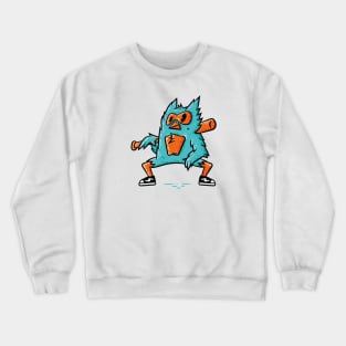 Owl. Cartoon Owl. Teen Owl. Owl with Baseball Bat Crewneck Sweatshirt